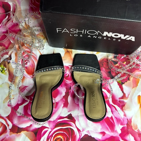 Fashion Nova Women's Clear Studded Prom Heels - Picture 4 of 5